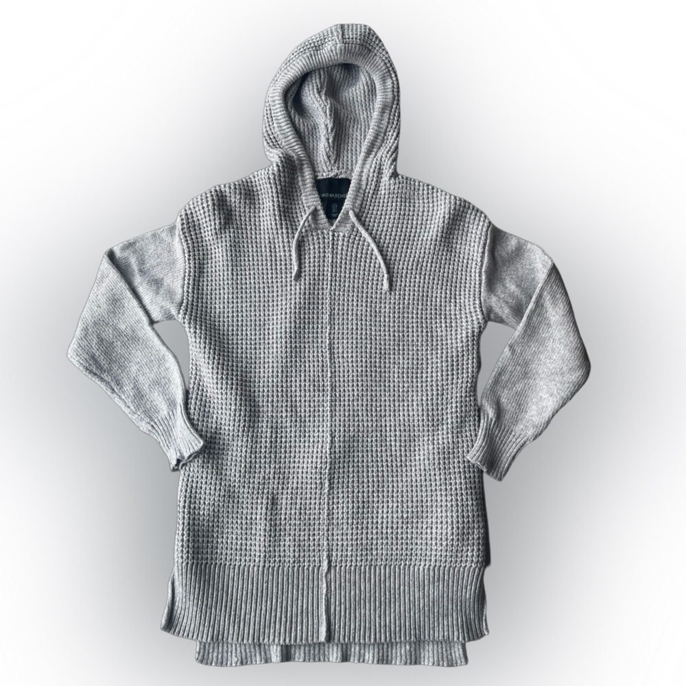 Cynthia Rowley Waffle Knit Gray Sweater Hoodie - Size Small - Picture 2 of 8